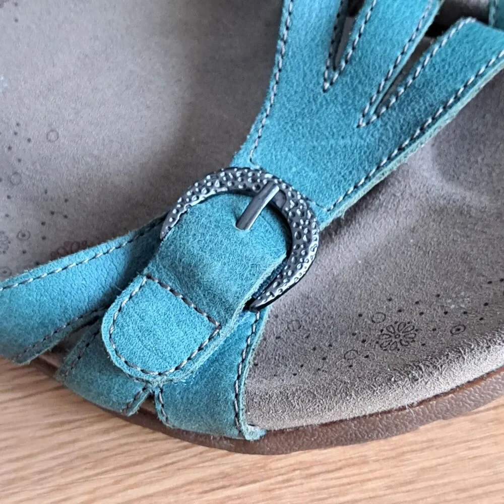 Taos Footwear Teal Leather Adjustable Strap Sandals for Women - Picture 12 of 13
